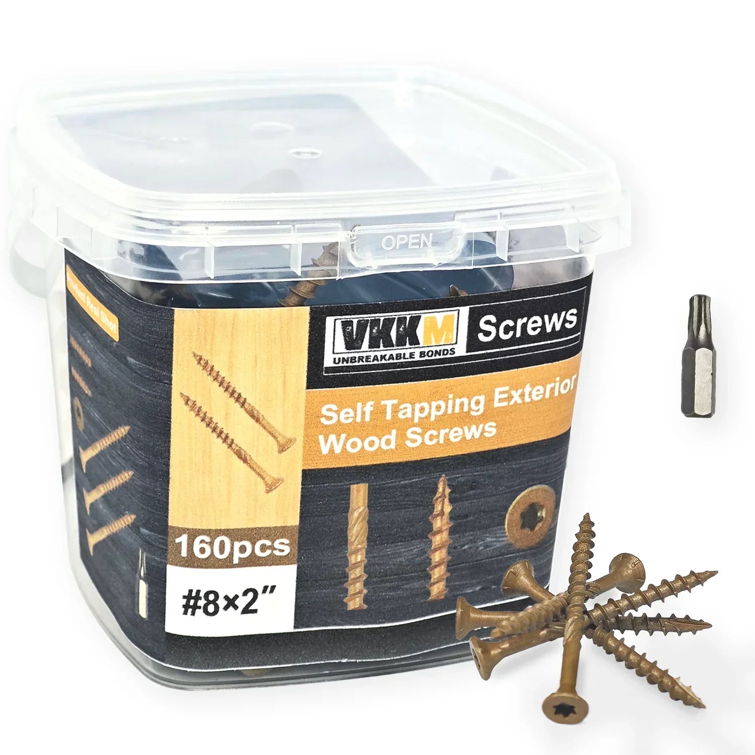 100/160/240Pcs Self Tapping Exterior Wood Screws Set - #10×3, #8×2 & #8×1-1/2 Sizes for Outdoor Woodworking & Fence Projects