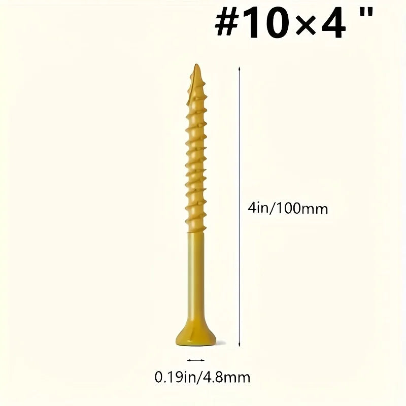 200pcs #10*4" Bronze Self-Drilling Wood Screws with T25 Star Drive, Grade 5, Epoxy & Ceramic Coated for Rust Protection