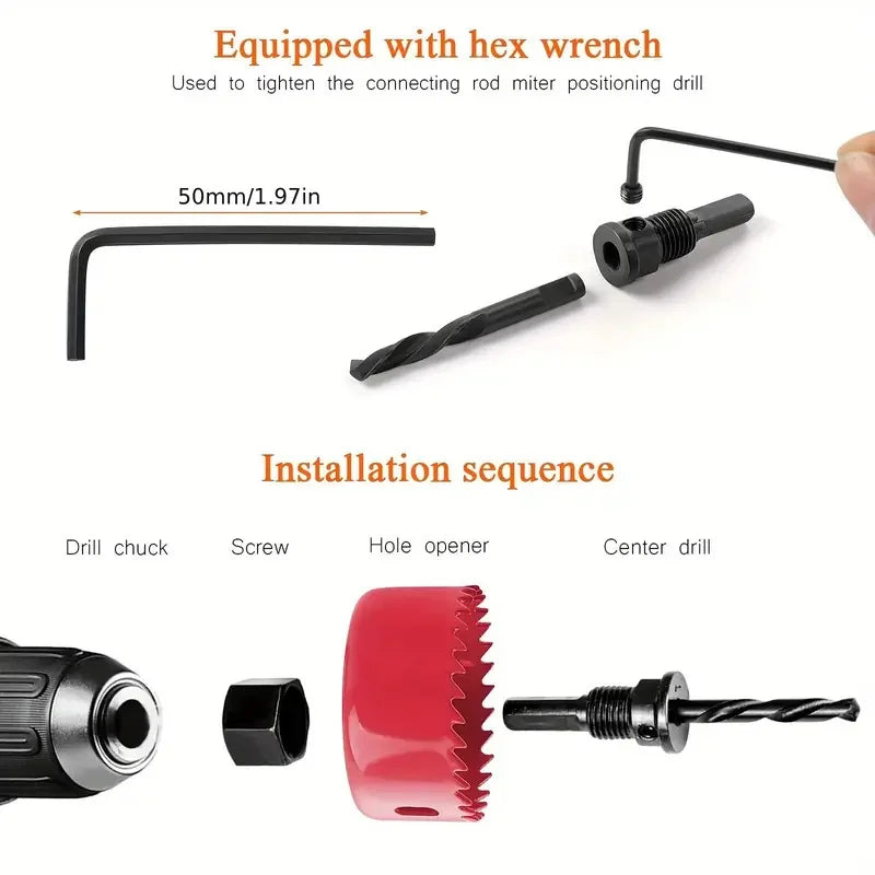 11pcs/set Hole Saw Cutting Set Kit Tools 19-64mm Wood Metal Alloys Circular Round with Case
