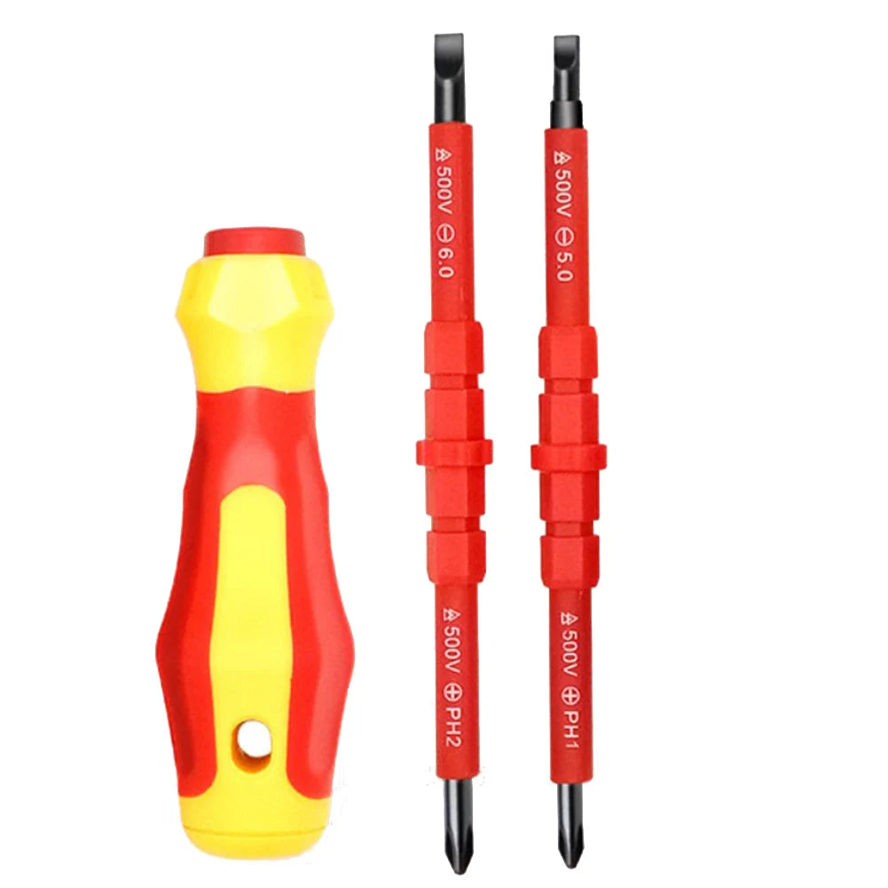 Screwdrivers Handle Two-in-one Screwdriver Insulated Screwdriver Set Multi-Purpose Electricians Slotted Cross Screwdriver Bit