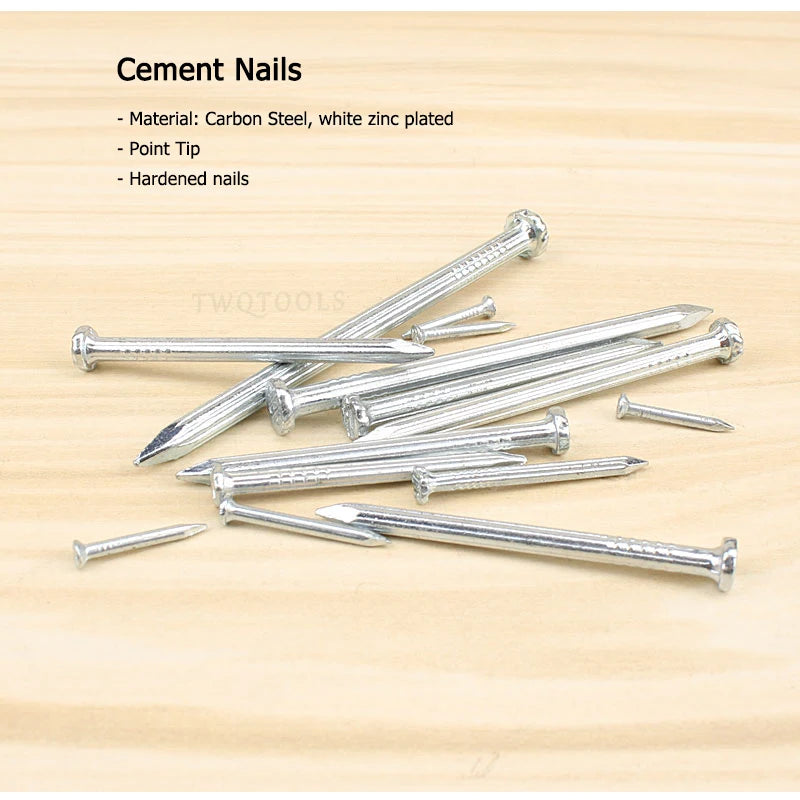 5-200PCS Hardened Cement Nails Carbon Steel Point Tip Zinc Plated Hardwood Wall Tiling Brick Concrete Cement Nail Hardware