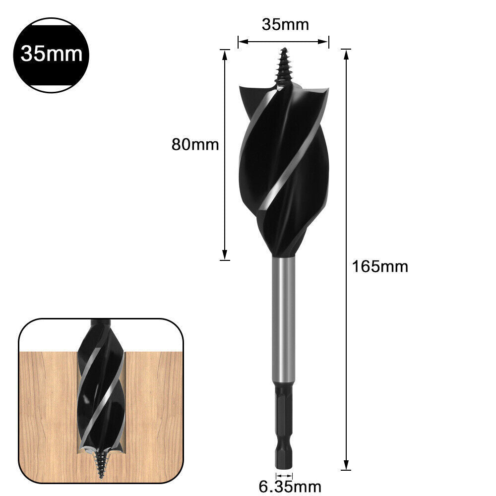11 Pcs High-Carbon Steel Fast Cut Wood Auger Wood Drill Bit Tools Set 10-35MM UK