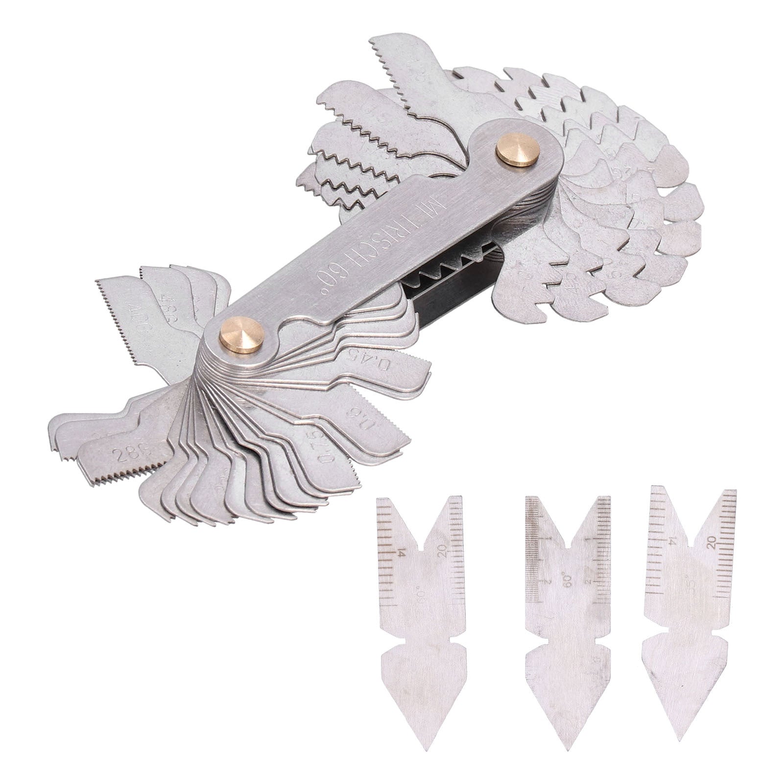 4Pcs Thread Pitch Cutting Gauge Stainless Steel 55° 60° 52 Blades Centre Gauges for Lathe