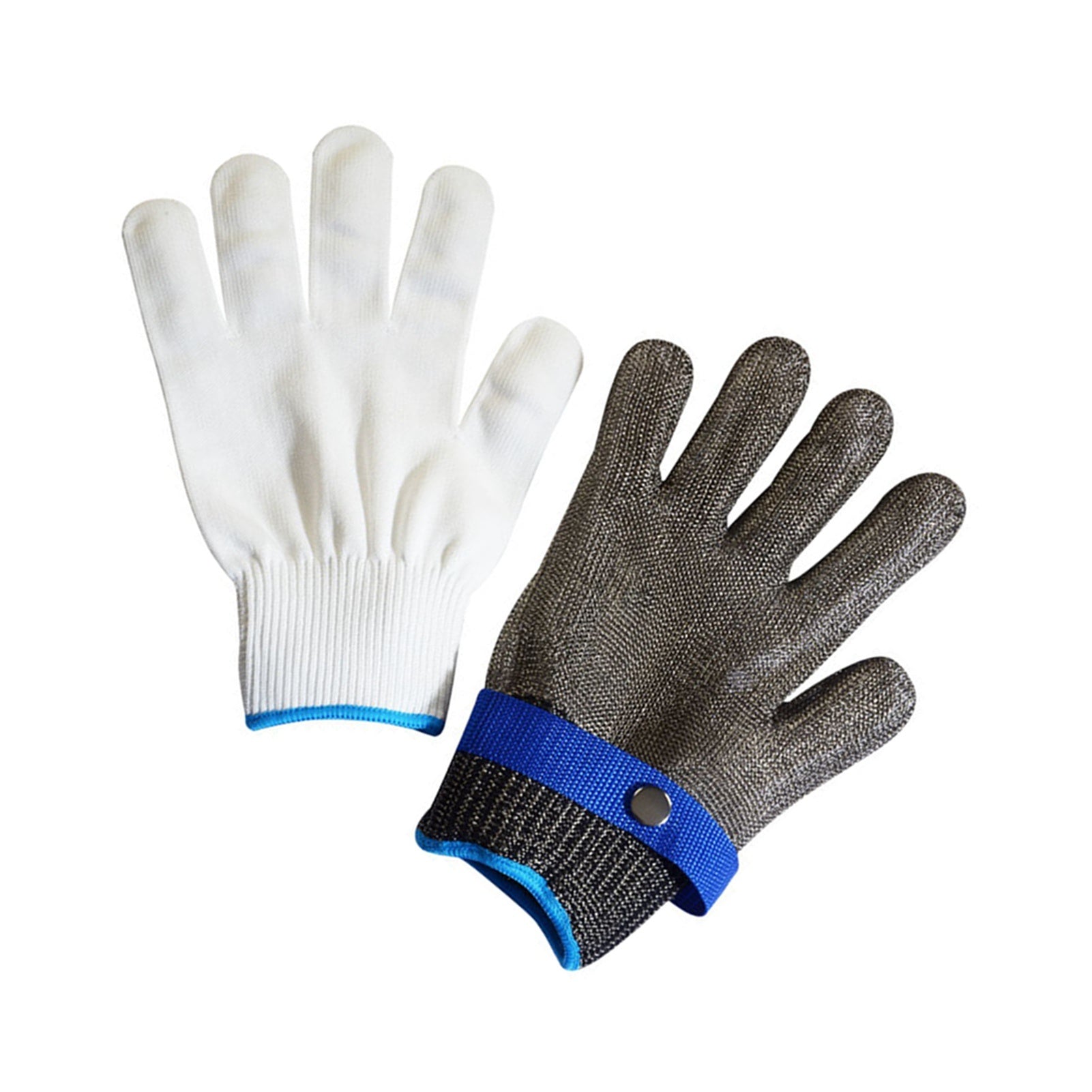 2Pcs Work Gloves Anti Cut Scratch Resistant Buckle Adjustable Safety Gloves for Hand Protection 24.5cm / 9.6in Grey