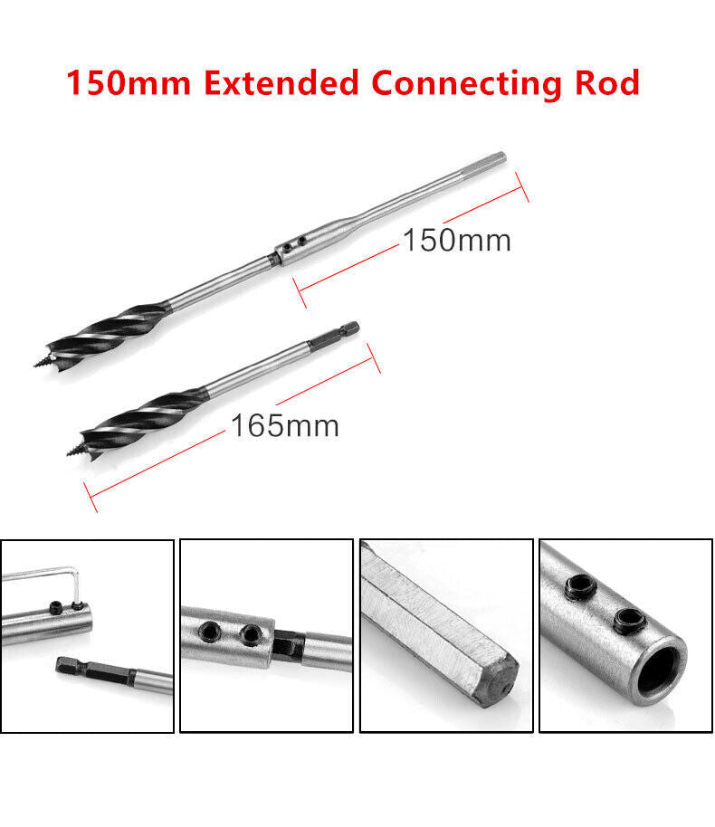 11 Pcs High-Carbon Steel Fast Cut Wood Auger Wood Drill Bit Tools Set 10-35MM UK