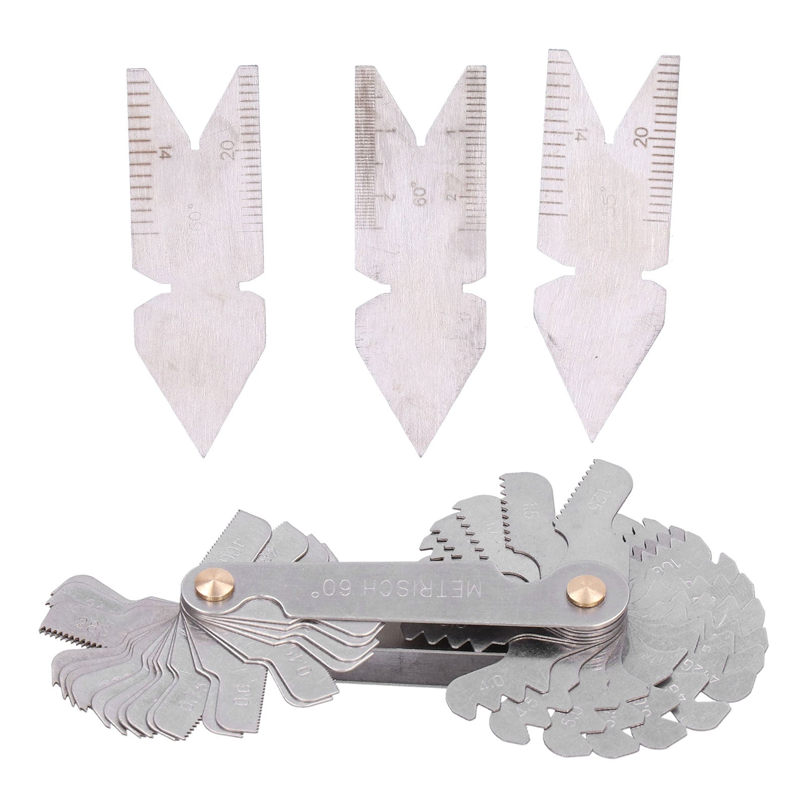 4Pcs Thread Pitch Cutting Gauge Stainless Steel 55° 60° 52 Blades Centre Gauges for Lathe